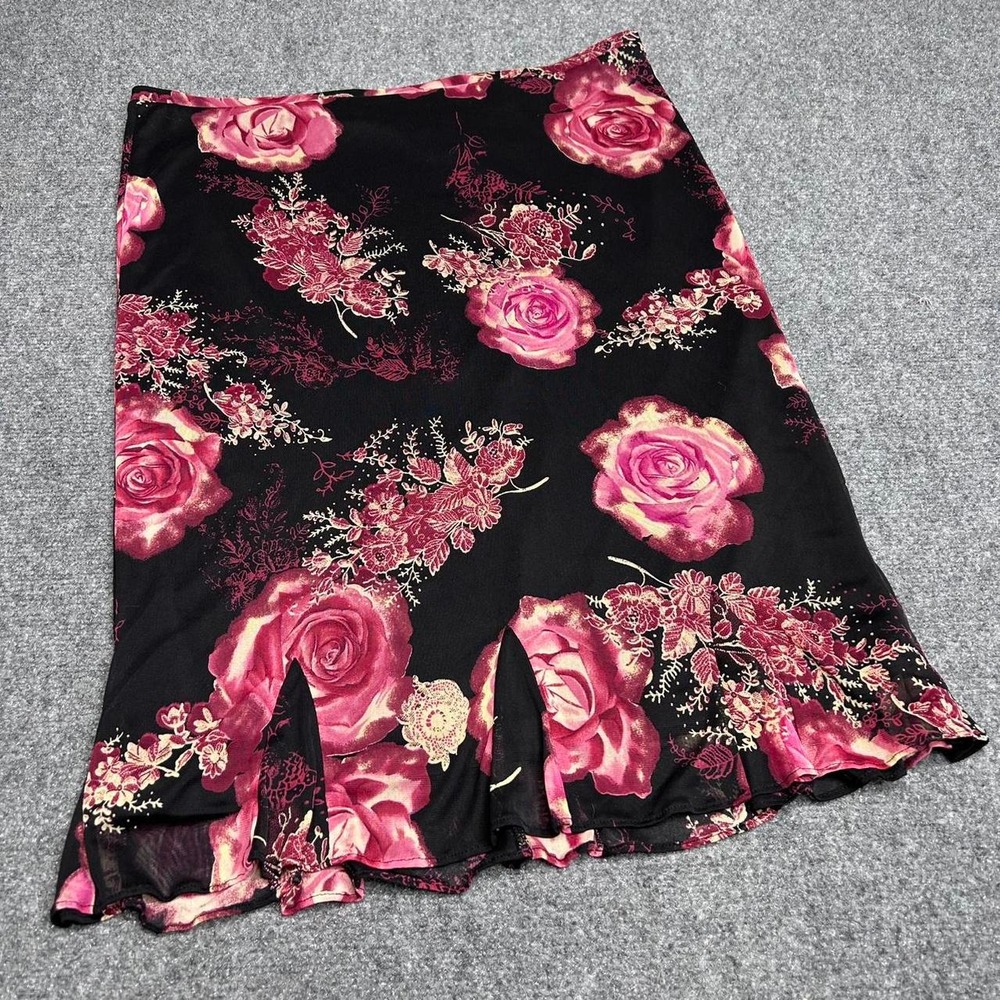 Express vintage rose print sheer midi pencil skirt Size Large